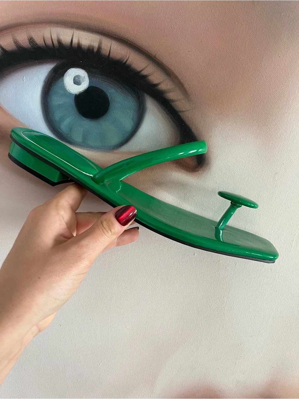 Green Patent sandals